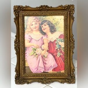 Vintage Bronze Color Resin Ornate Carved Photo Frame USA 1976 8.5x6.5 in